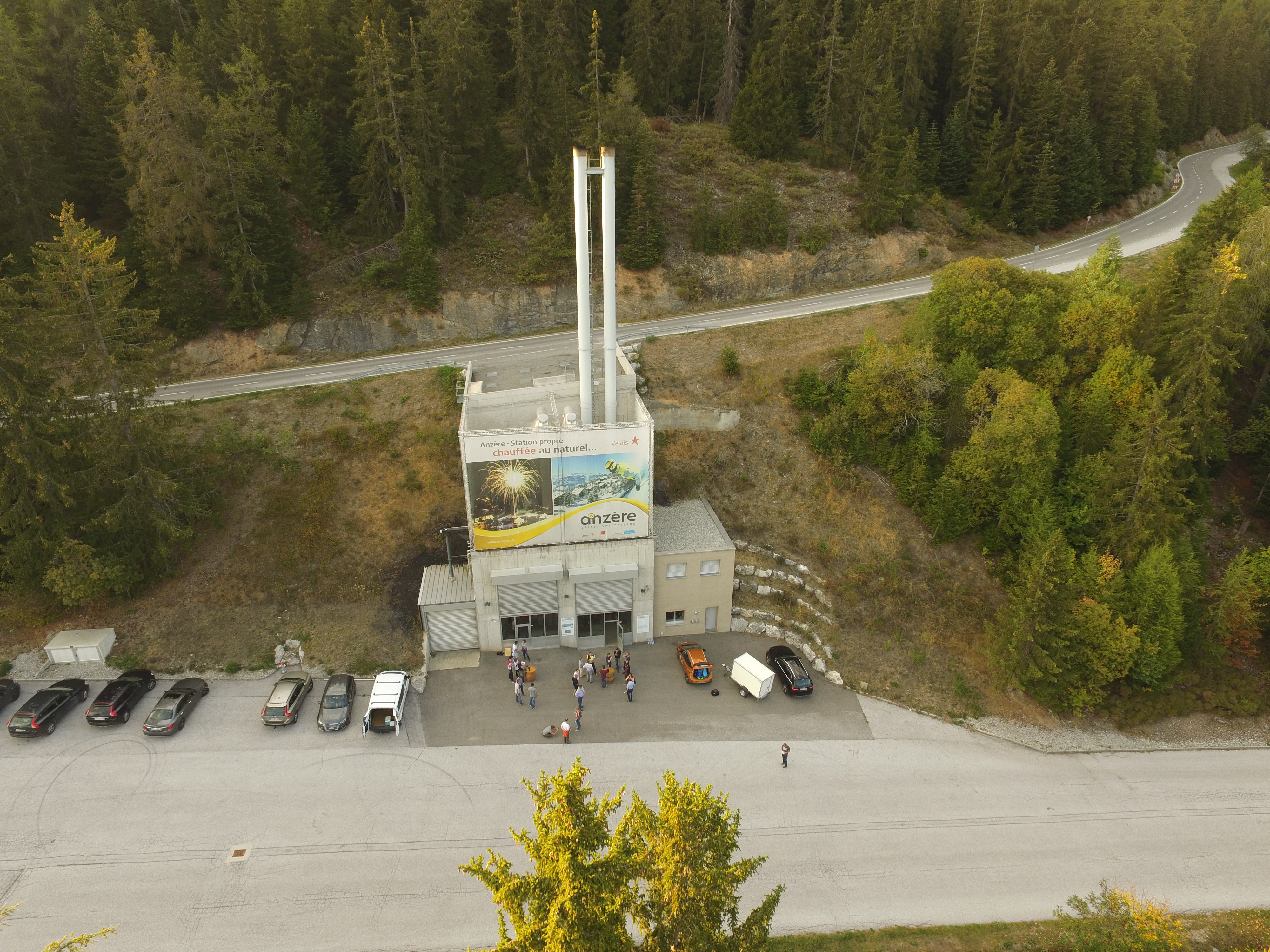 Fernw&auml;rme Kraftwerk Anzere, wird mit Pellets betrieben